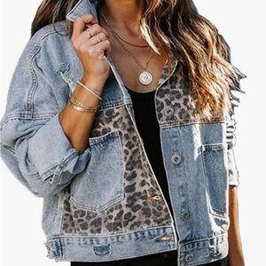 Leopard Print Denim Jacket